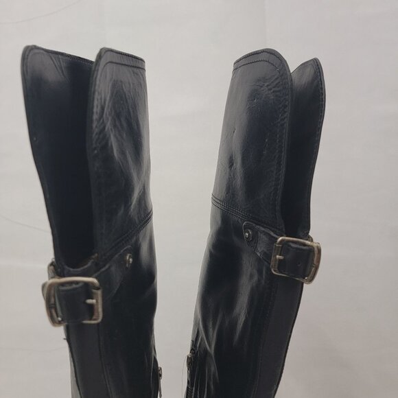 FRYE Womens 11 Boots Melissa Over The Knee OTK Equestrian BLACK Side Zip Flat - Picture 9 of 16